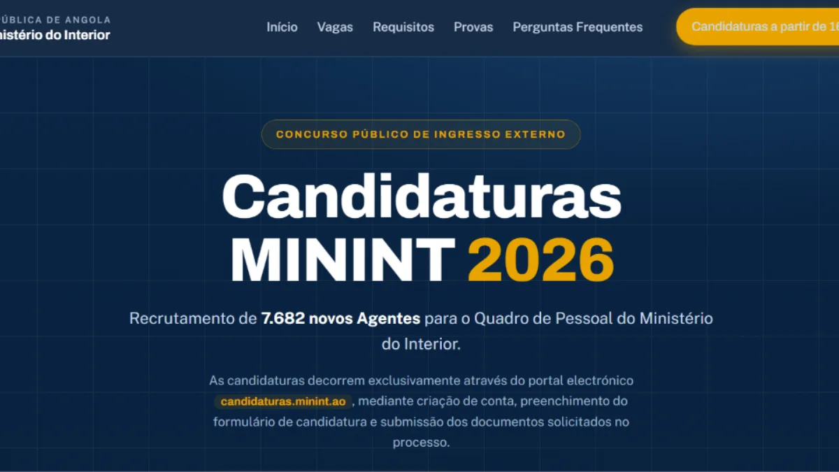 Concurso público do MININT 2026: como se candidatar